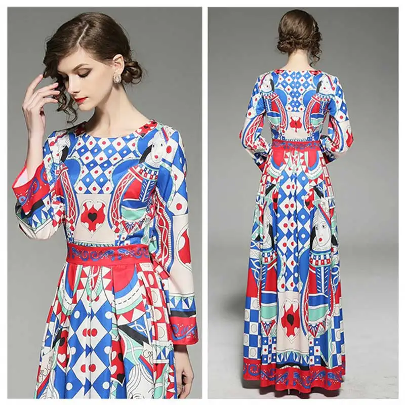 Willstage узор Макси платья Для женщин длинное платье boho лоскутное Винтаж вечерние