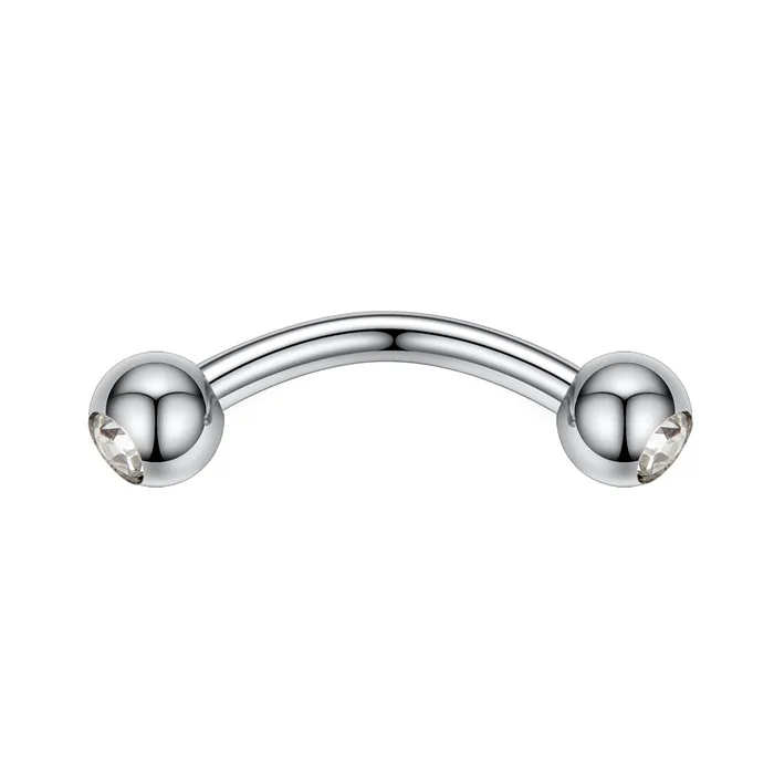 clear GAGABODY 16 г 8 мм 316L хирургическая сталь бровей дейт ладья серьги кольцо с крапановой закрепкой камня Gem Sparkles изогнутая гантель - Окраска металла: clear
