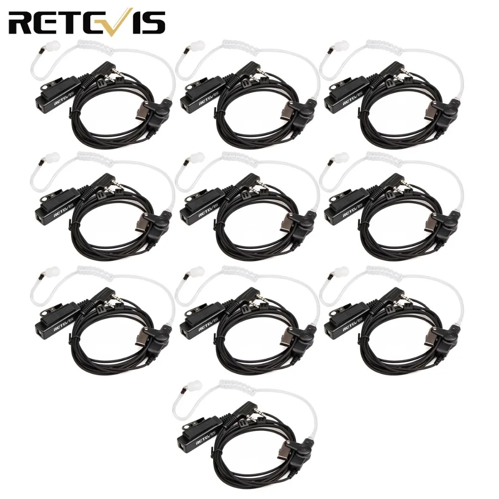 10 шт. RETEVIS 2-контактный скрытый акустический трубчатый наушник с микрофоном для