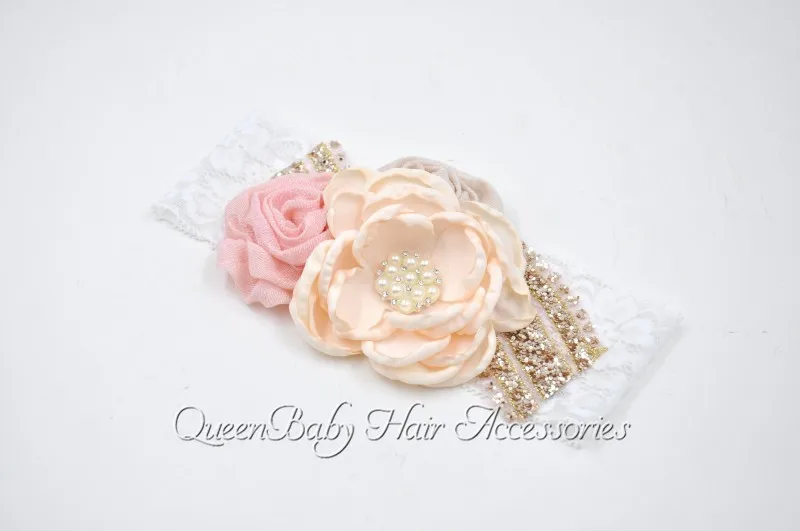 Повязка на голову для маленьких девочек сатиновая лента волос с цветами