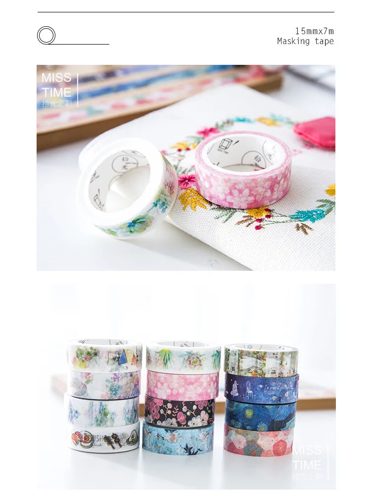 15 мм X 7 м милые Lotkawaii цветок еда Животные декоративные васи клейкие ленты DIY Скрапбукинг Маскировочная лента школьные офисные принадлежности