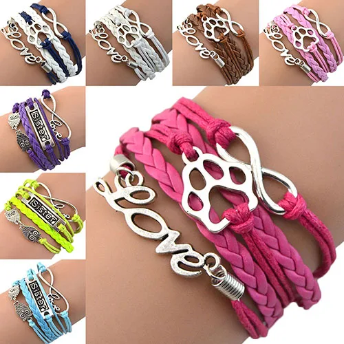 Женский браслет коса Bluelans с принтом Щенячий патруль и надписью Love|charm bracelet|bracelet