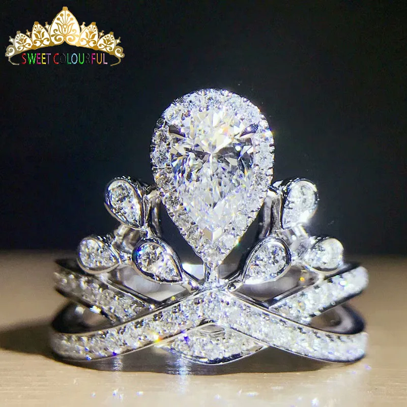 1 карат свадебное 100% Moissanite бриллиантовое кольцо подлинное 18K 750 Белое золото D Цвет