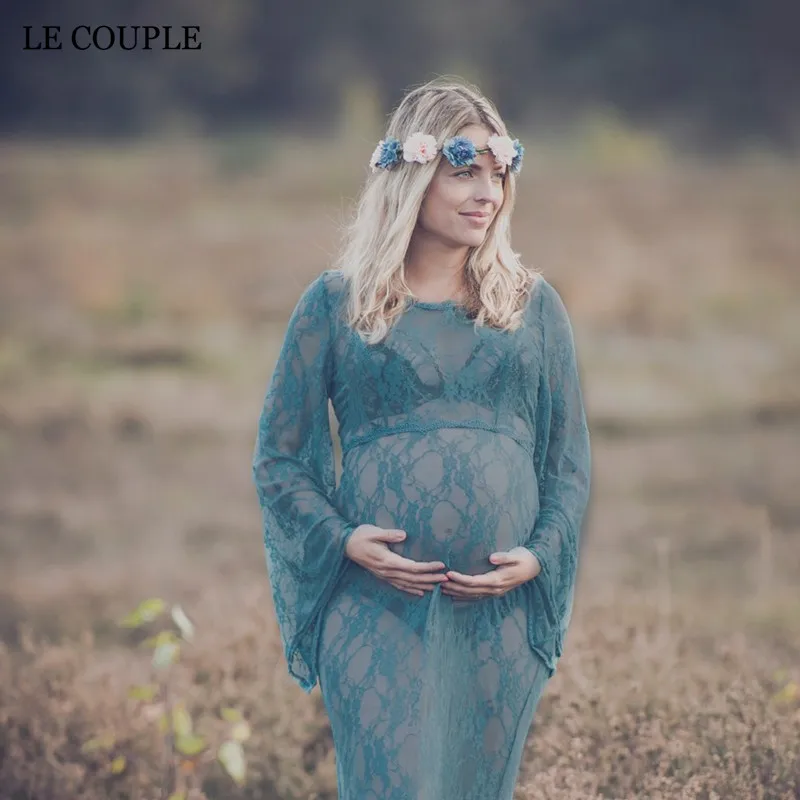 Le Couple для беременных, реквизит для фотосъемки, макси платья, одежда для беременных с круглым вырезом, кружевная Одежда для беременных, длинное платье для беременных женщин
