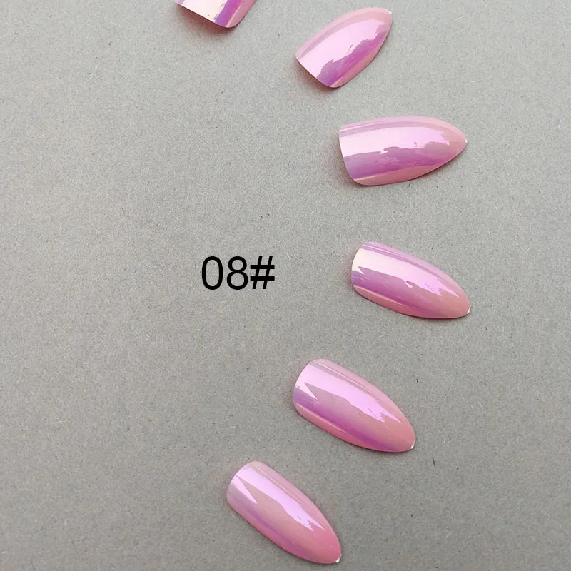 08 WAKEFULNESS 12 шт. Holo Stiletto накладные ногти зеркальные Типсы хром пигмент полное покрытие Поддельные Типсы для маникюра пресс на ногти инструменты - Цвет: 08