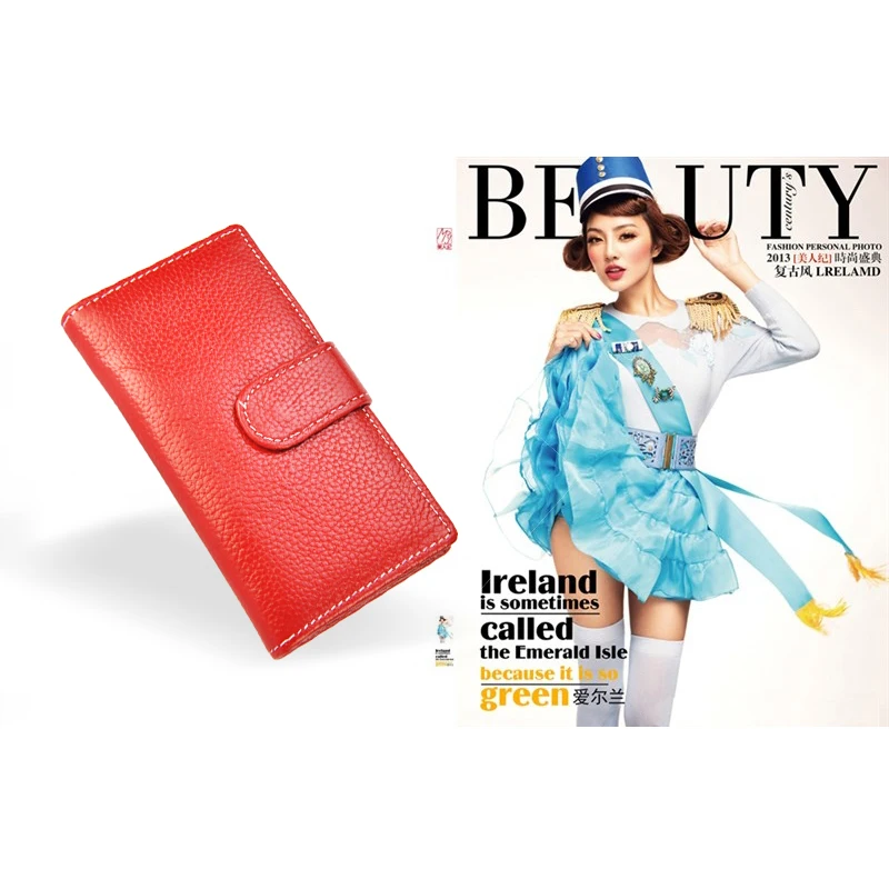Женский двойной кошелек для кредитных или скидочных карт Натуральная кожа Мода Сумка Повседневность милый