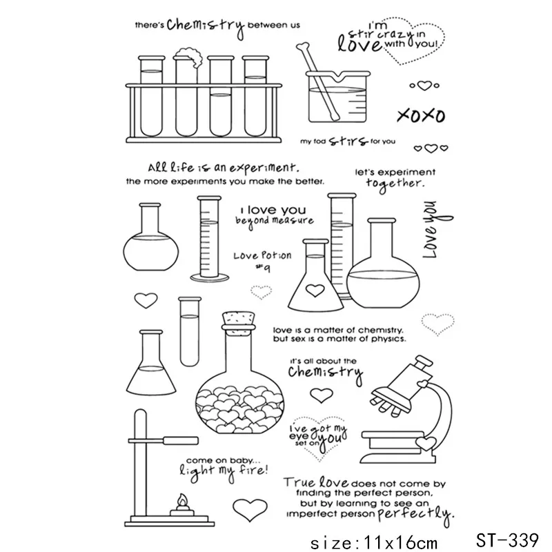 

AZSG Chemical Instrument Flask Microscope Clear Stamps For DIY Scrapbooking/Card Making/Album Decorative Silicon Stamp Crafts