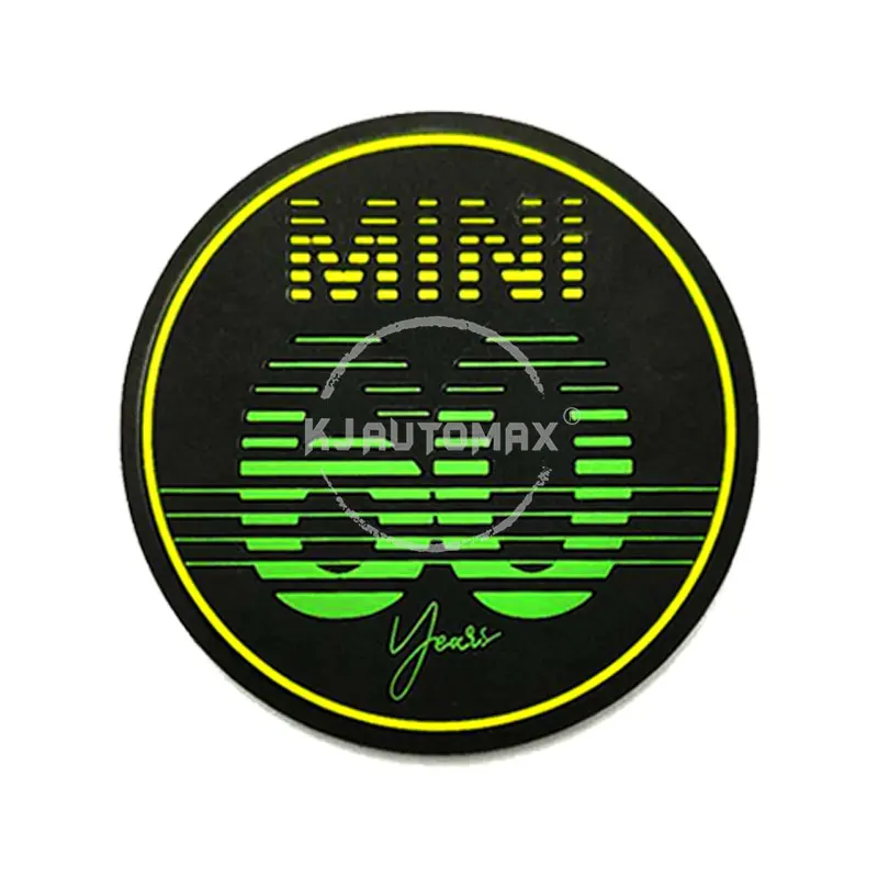 KJAUTOMAX for Mini Cooper all car F55 F56 F60 R55 R56 R60 Non-slip cup mat 60th anniversary 72mm Silica Gel black yellow