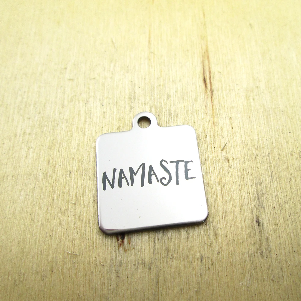 

10 шт./лот-подвески из нержавеющей стали namaste-лазерная гравировка-индивидуальные Подвески «сделай сам»