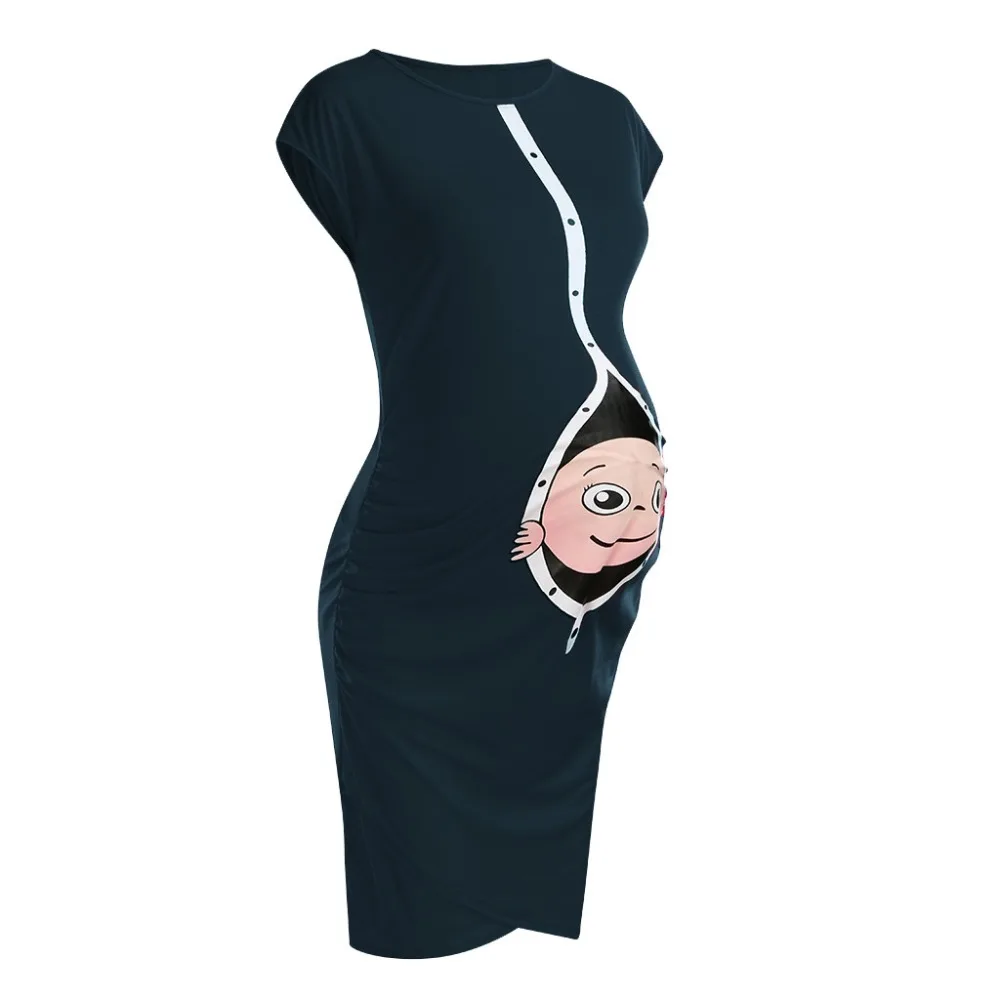 Vetement Femme 2019 Одежда для беременных Хлопковое платье платья с коротким рукавом