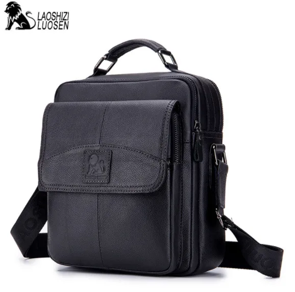 

LAOSHIZI LUOSEN man Genuine Leather Shoulder Messenger Bags Male man Small Tote Vintage Crossbody Messenger Bag Men's Handbag