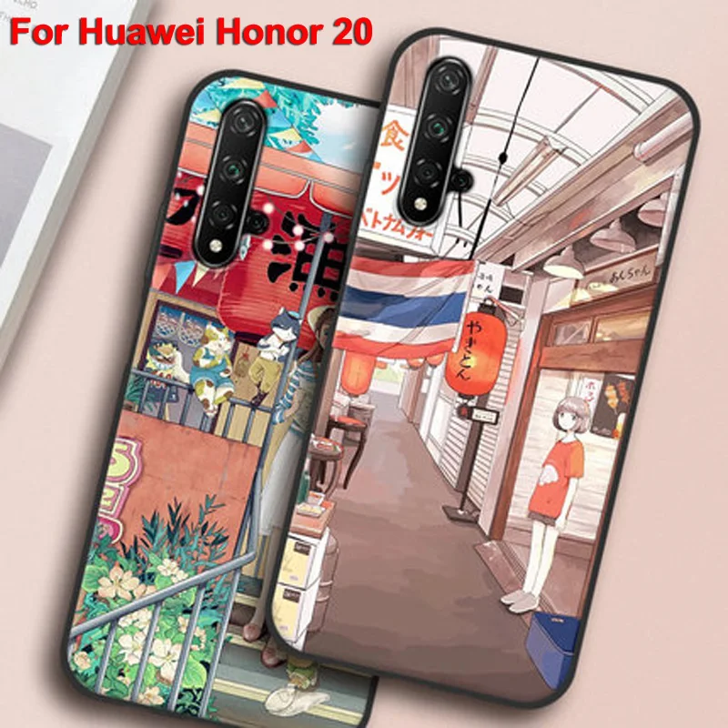 

6.26" Coque bumper For Huawei Honor 20 Case YAL-AL00 girl flower soft silicone TPU phone Cover For Huawei Honor20 back cases