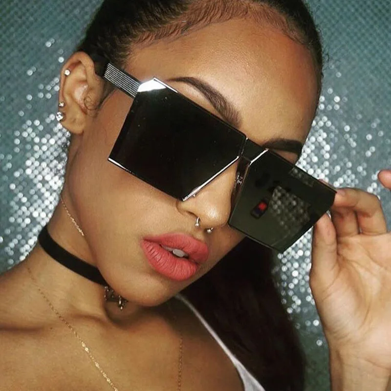 New Trend Oversized Square Sunglasses Women Vintage Men Mirror Color Film Mercury Luxury Sun Glasses Okulary damskie UV400 | Аксессуары