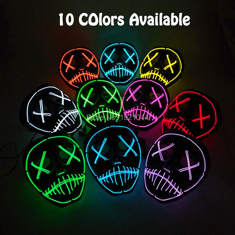 Новый дизайн 10 Цвета доступны EL провода светящаяся маска Хэллоуин ужасная