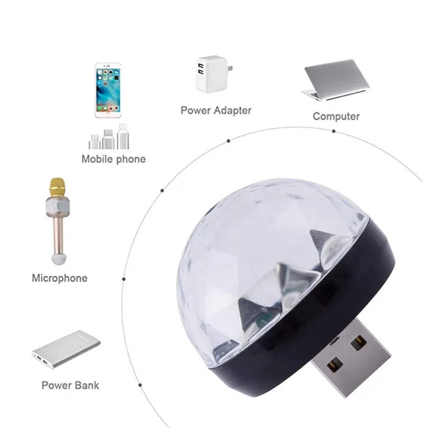 Black Мини USB СВЕТОДИОДНЫЙ вечерние Ночной светильник, цвет изменяется звуком музыки, волшебный светильник s, грибной шар, магический эффект, светильник для дискотеки, 2 вилки D#3 - Испускаемый цвет: Black