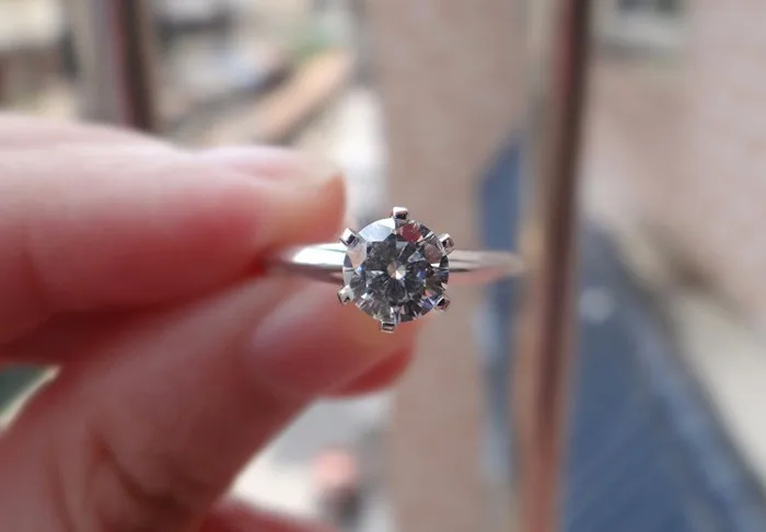 Скидка 90%! Женское кольцо из серебра 925 пробы с фианитом 2 карата|sterling silver wedding