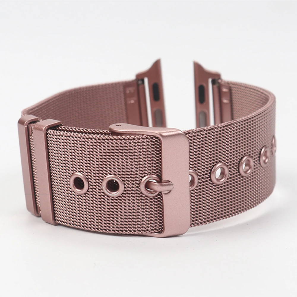 38 40 42 44mm Rose Golden Watch Straps For Apple Watches 1/2/3/4/5 Stainless Steel Milanese Buckle Bracelet Watchbands Wholesale
