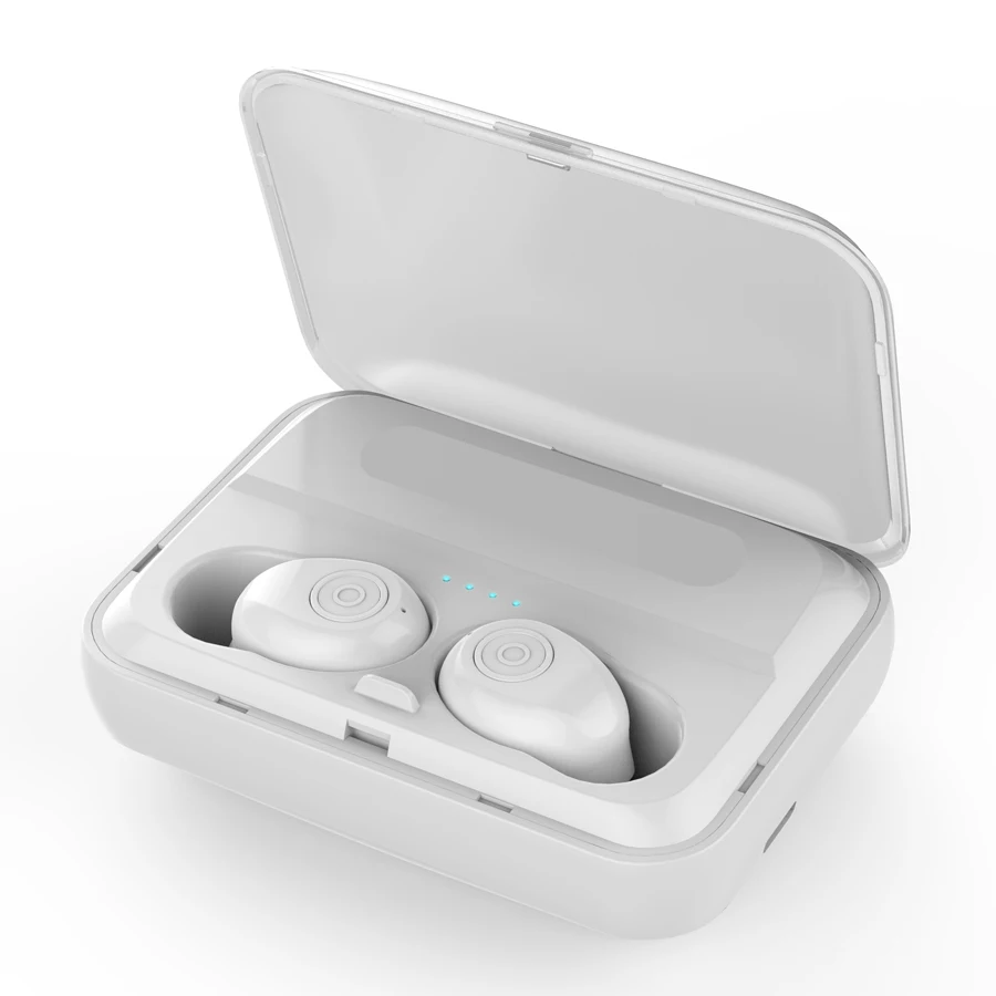TWS 5,0 бинауральные звонки Bluetooth беспроводные наушники спортивные игровые Вкладные наушники стереонаушники Hi-Fi гарнитура с микрофоном - Цвет: no-LED-white