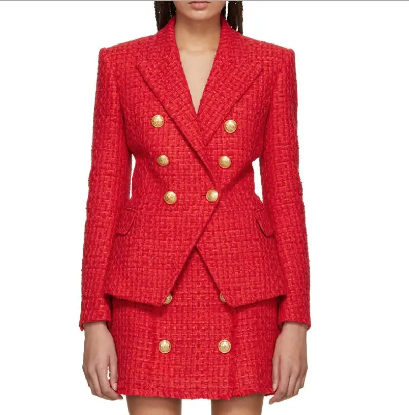 

TOP QUALITY Woemn's Winter Wool Cashmere Long Sleeve Slim Coats Fashion Runway Office Lady Women's Set