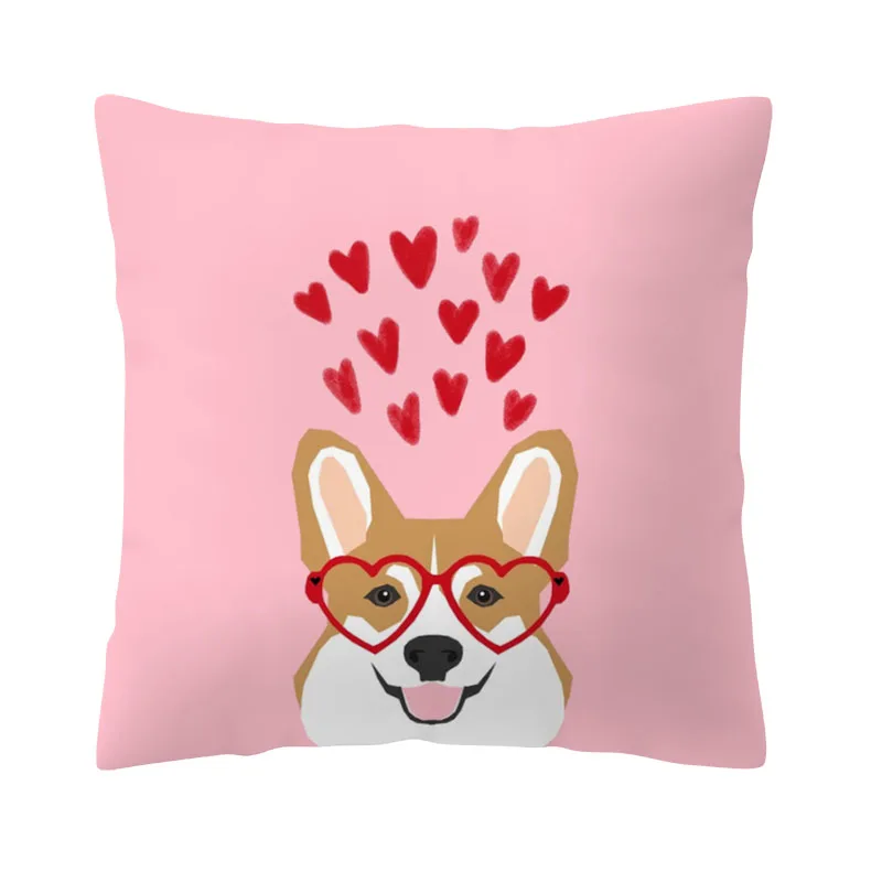 Happy Corgi Csuhion чехол для свадьбы, отдыха, путешествий, серфинга, развлечений, мультфильм, объятия, подушка 45 см, персиковая кожа, декоративные комнатные подушки