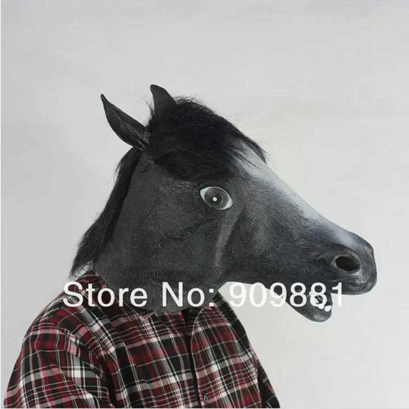 Маска с головой лошади страшный костюм на Хэллоуин латексная меховой гривой
