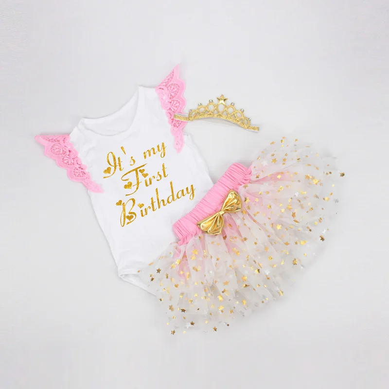 

My First Birthday Newborn Baby Girl Clothes Cute Letter Romper Tutu Cake Princess Skirt Cotton Bebes Party Cosplay Birthday Gift