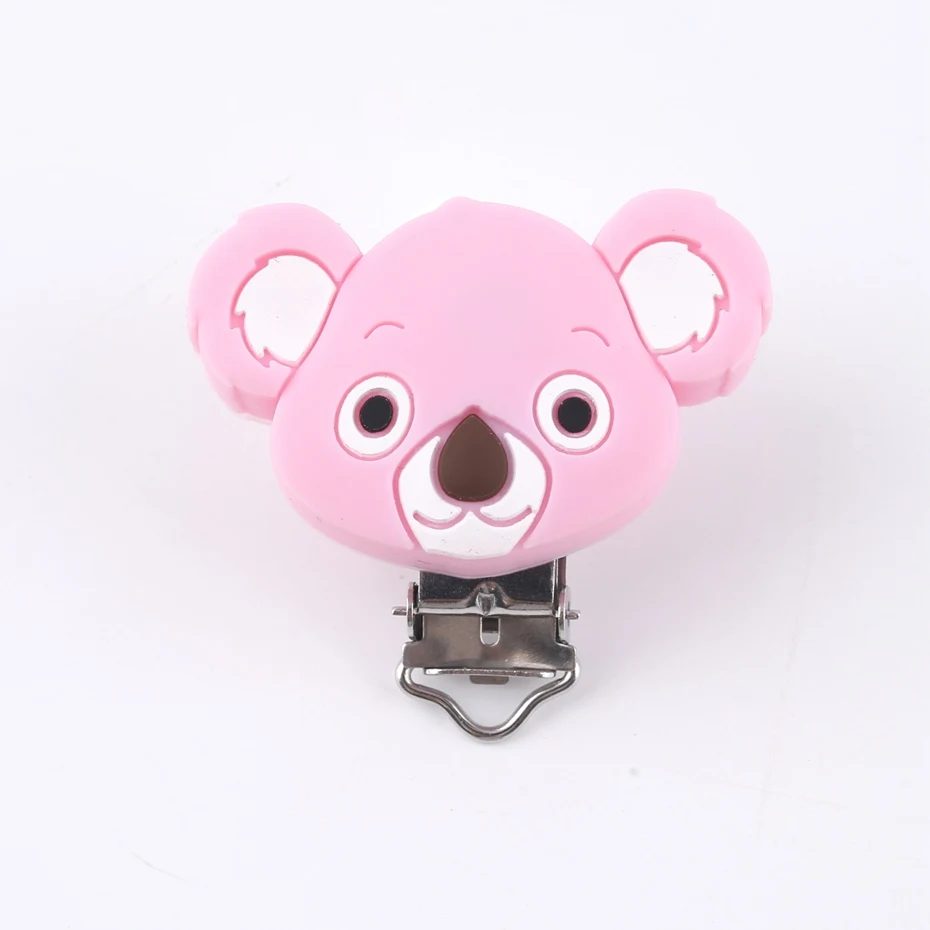 candy pink Let's Make/10 шт., Детская Соска с зажимом, милая Коала, силиконовая игрушка для прорезывания зубов, сделай сам, держатель для соски, Bpa Free, силиконовые прорезыватели - Цвет: candy pink