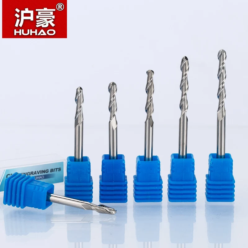 

HUHAO 1pc Shank 6mm Ball Nose End Mills 2 Flute Spiral CNC Router Bits For Wood Tungsten Carbide Milling Top Quality Route Tool