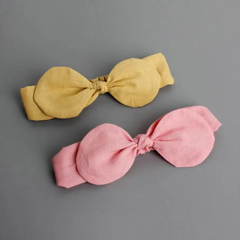 Милые детские эластичные мягкие банты для девочек с заячьими ушками из хлопка и