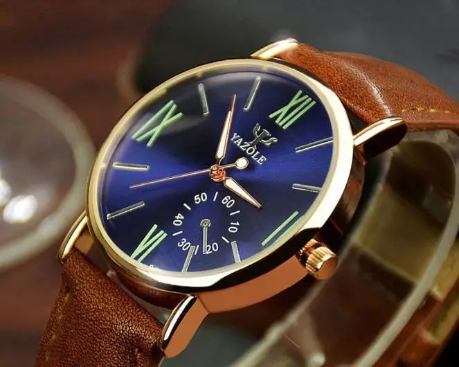 Новинка 2019 роскошные модные кожаные мужские кварцевые аналоговые часы