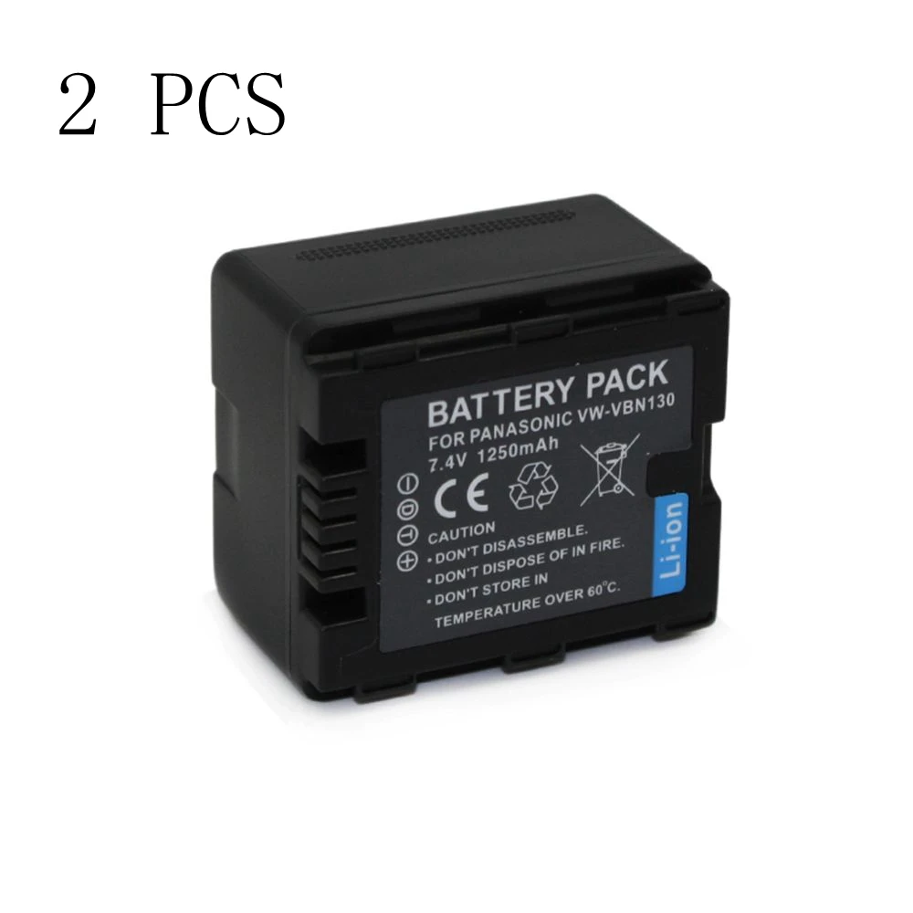 WHCYonline 2 шт. 1250 мАч флуоресцентный Аккумулятор для камеры VW VBN130 Panasonic VBN390 X920M TM900 |