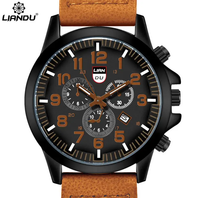 Часы наручные LIANDU Мужские кварцевые модные повседневные спортивные в стиле