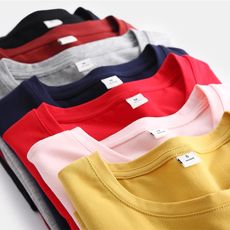 Хлопковая белая футболка Женская облегающая с короткими рукавами и круглым