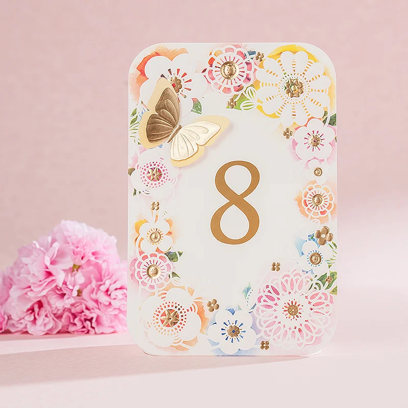 Лазерная резка 3D Бабочка Цветочный Дизайн Свадебные рассадочная карточка с