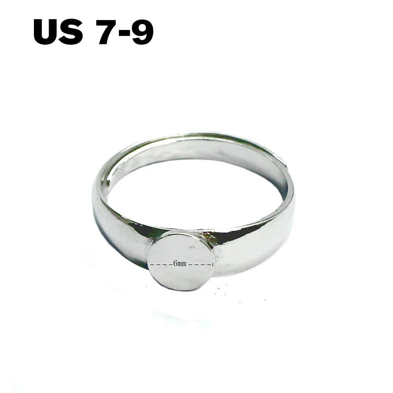 silver R7-9 Beadsnice ID33486smt2 Регулируемая основа для кольца плоская прокладка 6 мм фурнитура кольцевая прокладка пустые ювелирные изделия - Цвет: silver R7-9