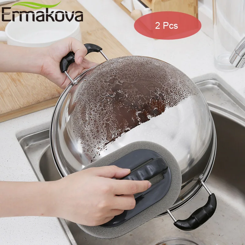 ERMAKOVA 2 шт./партия Наждачная щетка, губка, щетка, волшебный ластик, щетка для дома, кухни, посуда, ржавчина, инструмент для чистки ванной комнаты
