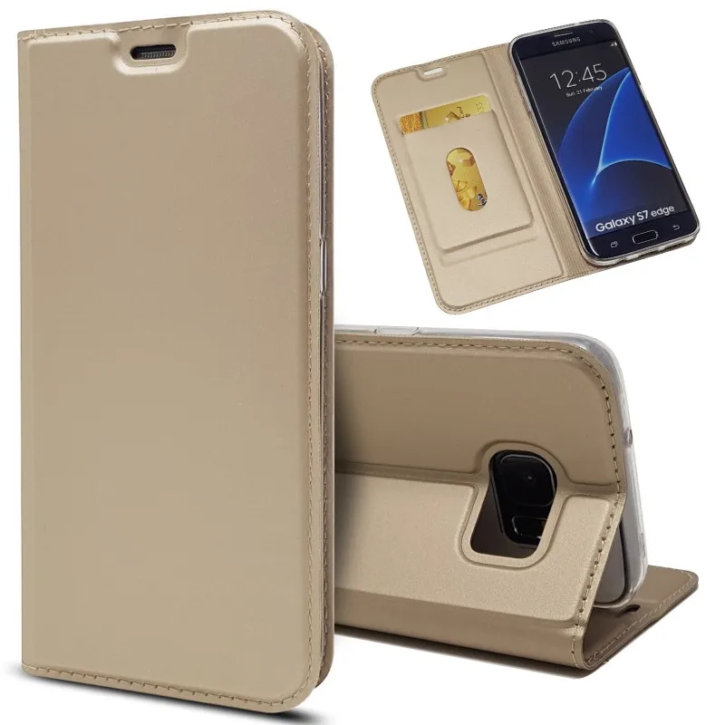 Coque для Samsung Galaxy S7 край Случаи кожаный чехол Стенд бумажник мобильного телефона