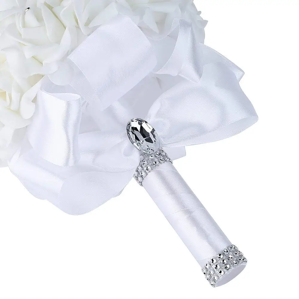 Классический белый букет невесты ручной работы на свадьбе с искусственным