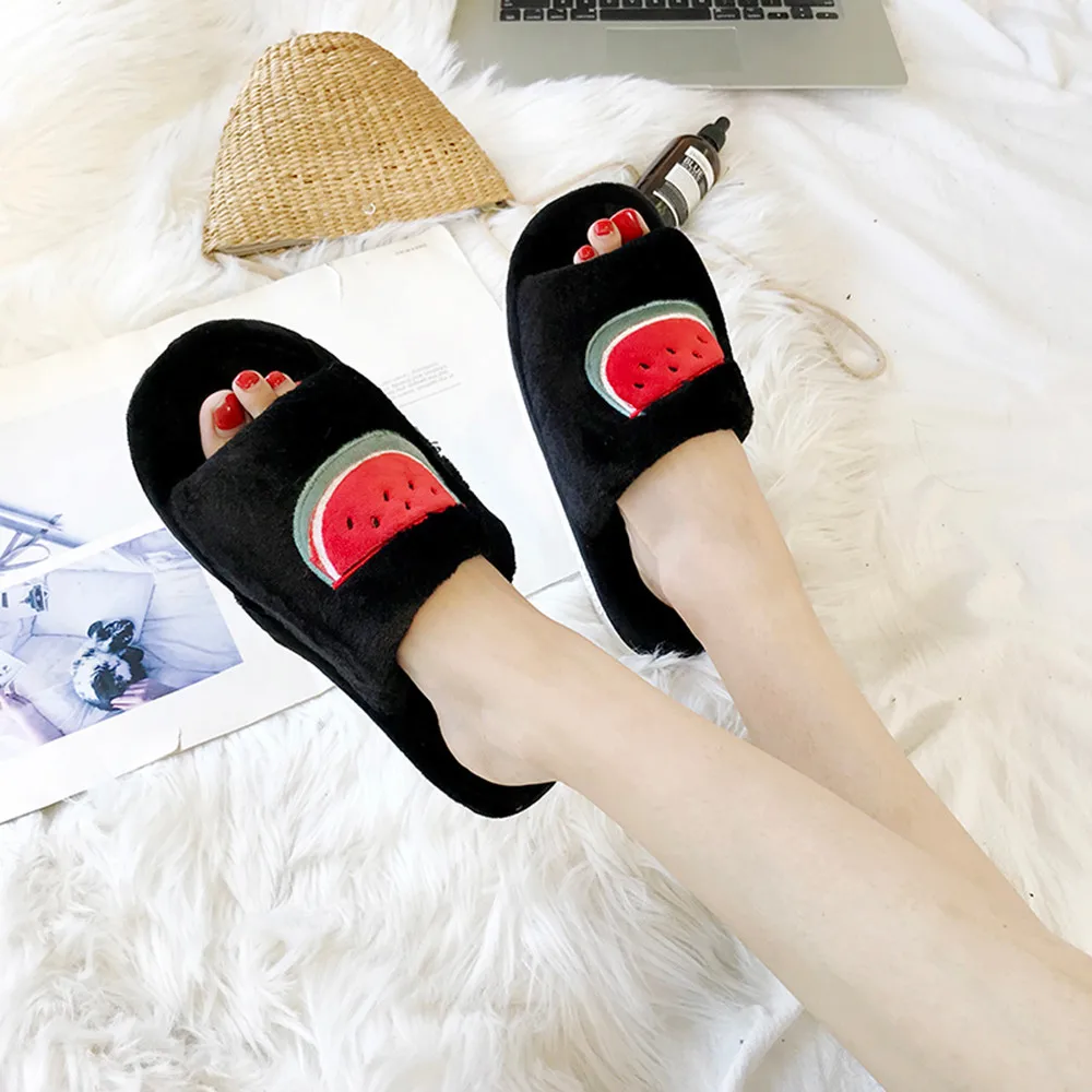 SAGACE/Женские повседневные домашние тапочки на плоской подошве с фруктами зимние
