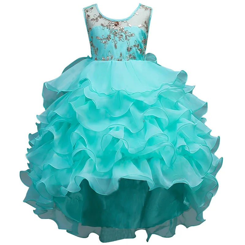 2019 Irregular Wedding Flower Girls Dress Kids Dresses For Girl Lace Party Princess Teenagers Children Clothing 2-12 Years | Детская