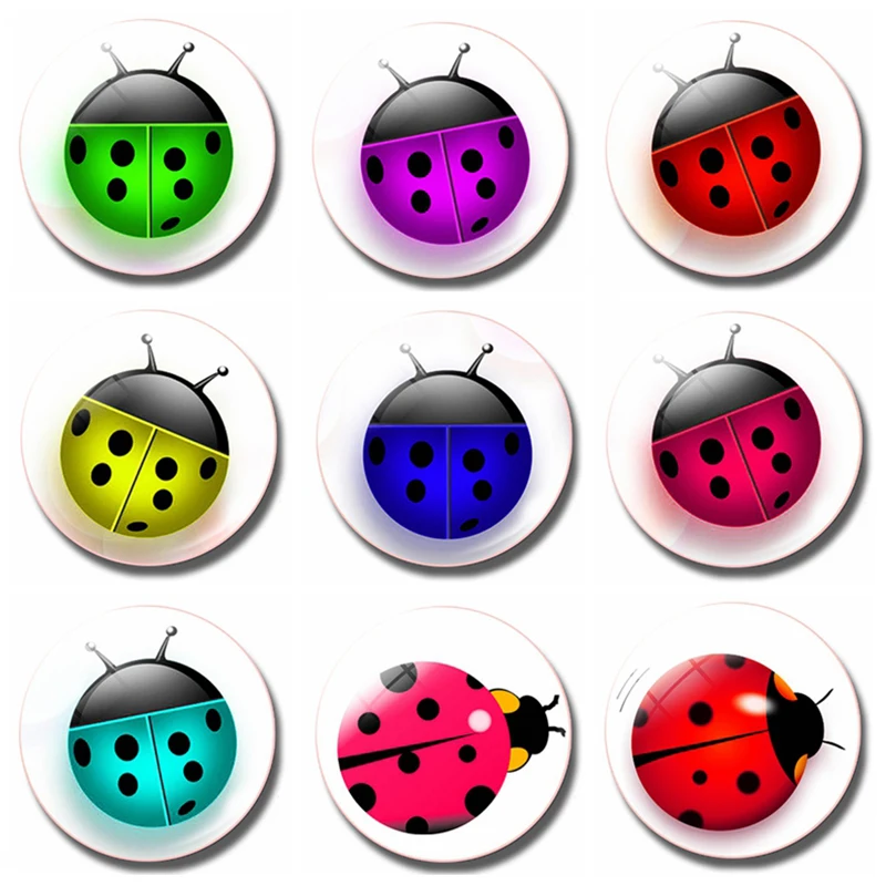 

Colorful Ladybird Ladybug 30 MM Fridge Magnet Children Kids Toys Glass Dome Magnetic Refrigerator Sticker Note Holder Home Decor