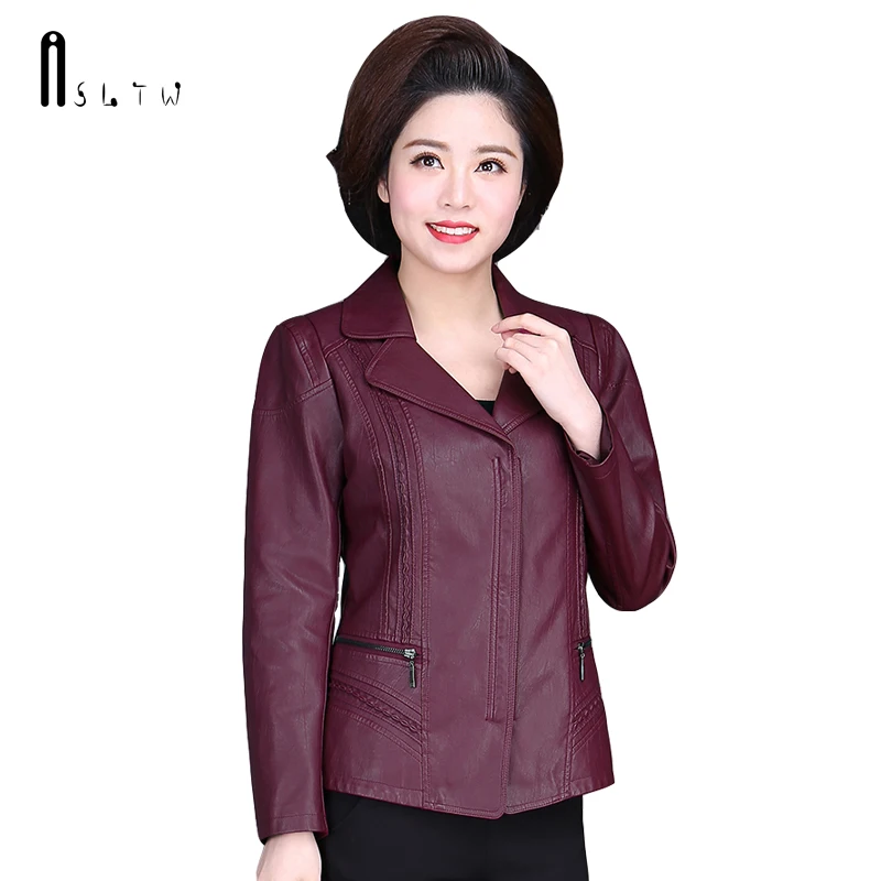 Женская кожаная куртка ASLTW весенне-осенняя однотонная из искусственной кожи с