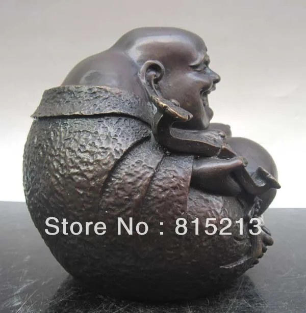 

wang 00086 5.9" Chinese Purple Bronze Ru Yi Happy Laughing Buddha Statue