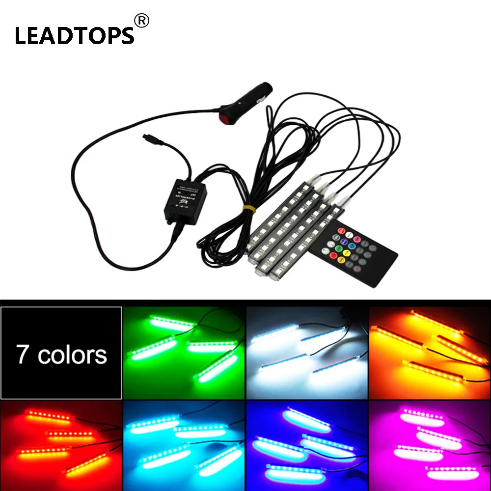 4string/set LED Car Charge 12V Glow Interior Decorative 4in1 Atmosphere Blue Light Foot Lamp For golf 4/kia rio/passat/mazda DJ