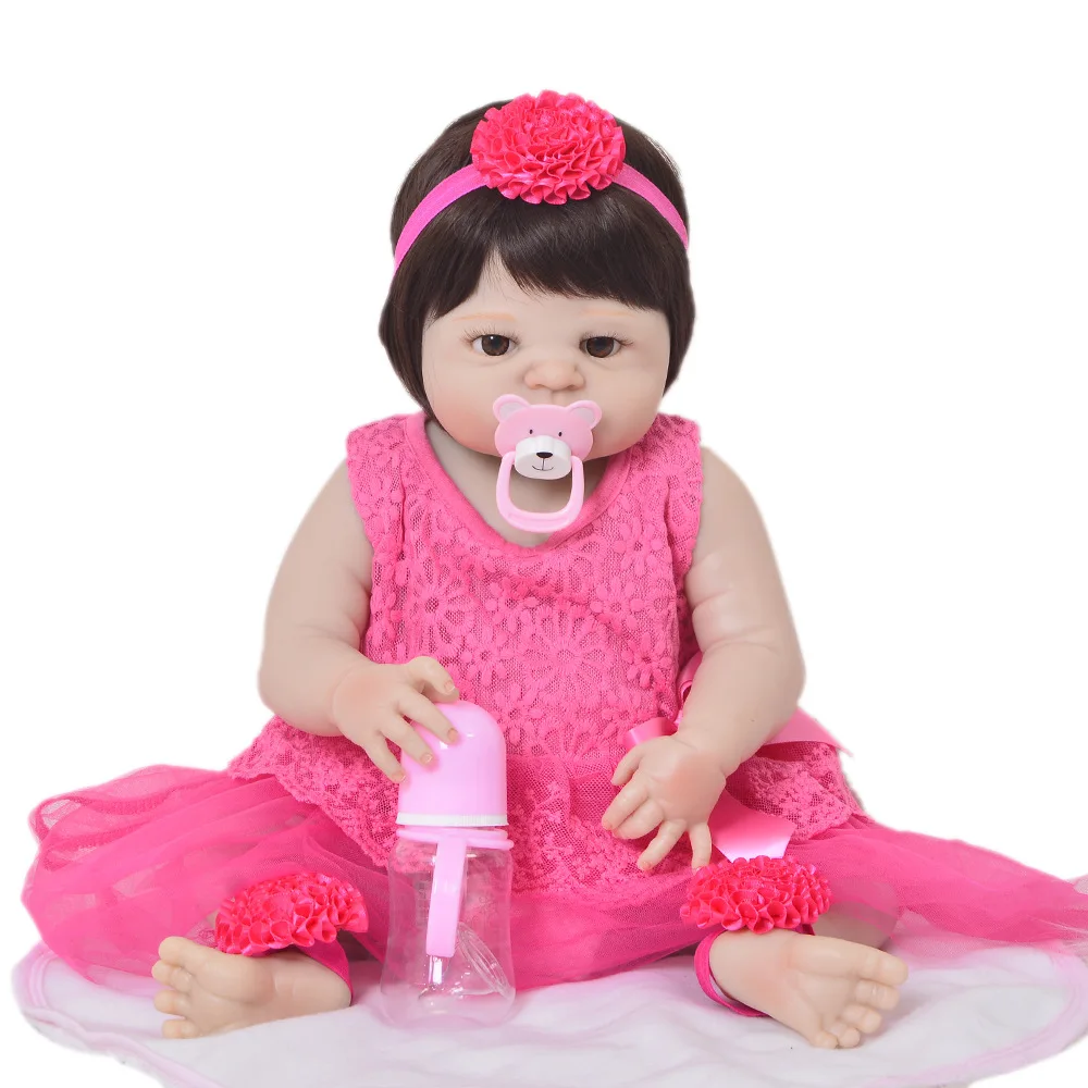 

Full body silicone vinyl reborn baby girl doll 23"57cm bebes reborn menina bonecas child gift toy dolls reborn