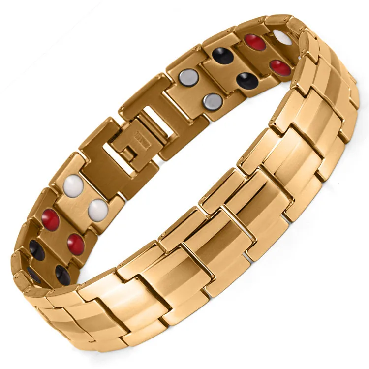 

European and American Fashion Men's Stainless Steel Double Row Magnet Four-in-one Bracelet