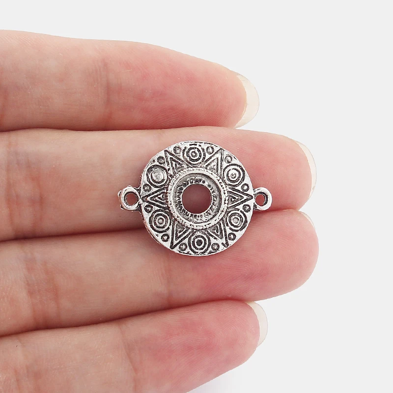 

10pcs Round /Ring Embossed pattern Charm Pendant Jewelry Making DIY Pendant 20x27mm
