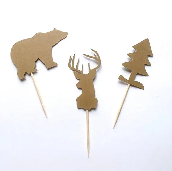 Блестящие лесопардовые топперы с изображением леса животных капкейков