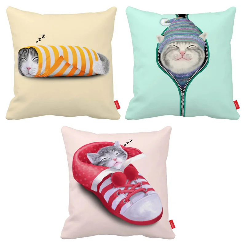 Милые ленивый спальный мешок Обувь Cat печати декоративные Пледы Подушки Детские