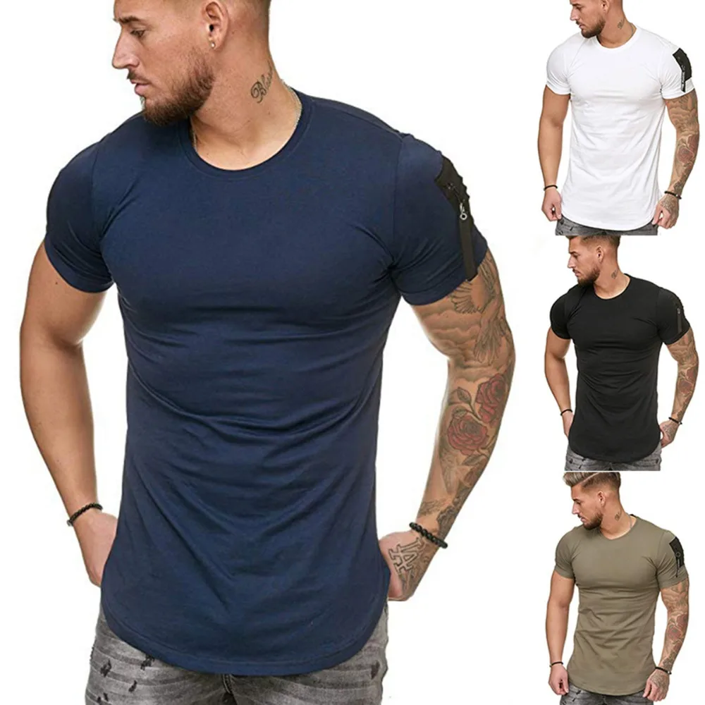 Футболка мужская Спортивная с коротким рукавом 2019 хлопок|Беговые футболки| |